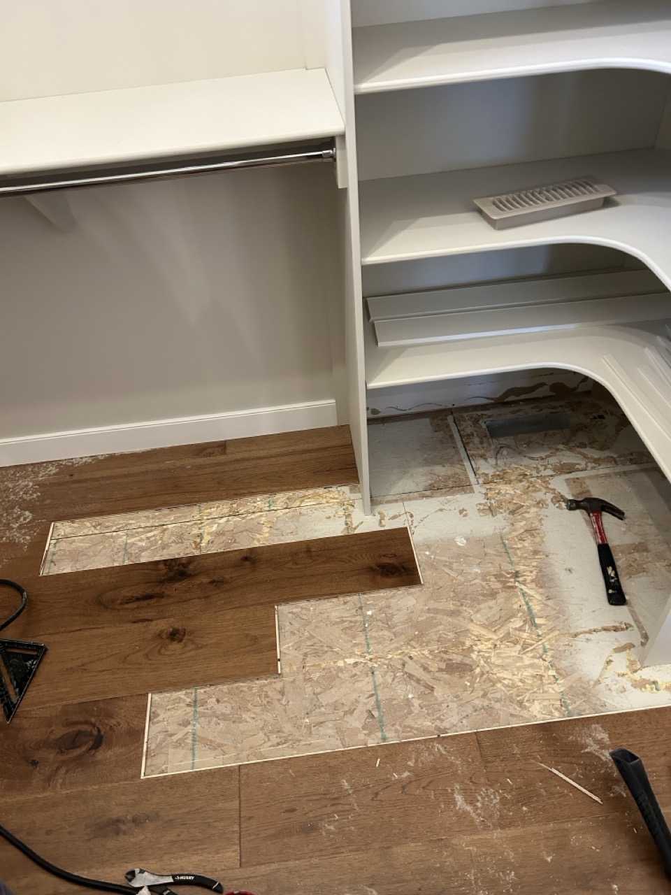 Engineered Hardwood repair in a closet