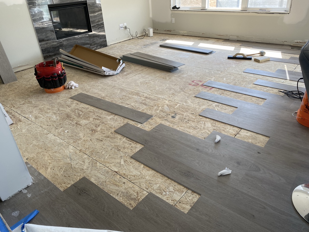 This LVP floor was removed and replaced due to a flood.